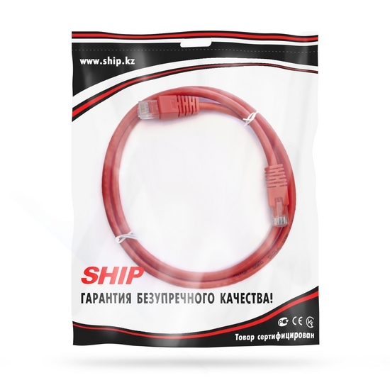 Патч Корд, SHIP, S6025RD0100-P, Cat.6, UTP, LSZH, RJ-45, 1 м, Красный, Пол. пакет
