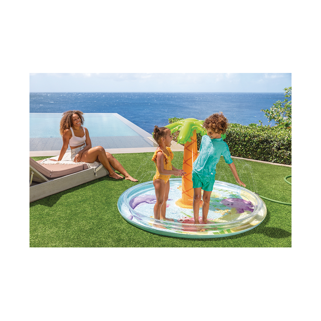 Детский надувной игровой бассейн Palm Tree Spray 173 x 104 см, INTEX
