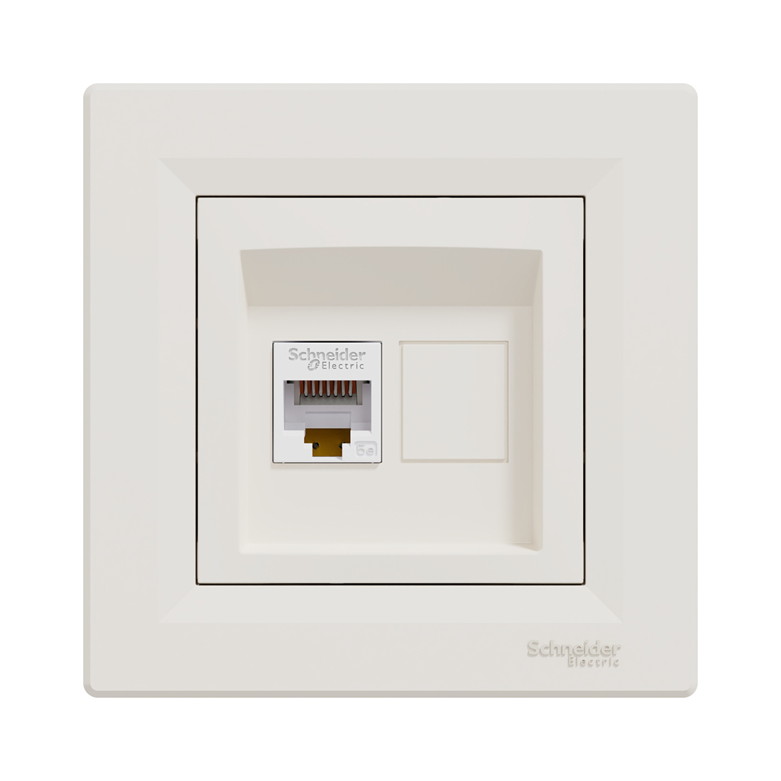 Розетка компьютерная, SE, EPH4300123, Asfora RJ45 кат. 5e в сборе кремовый