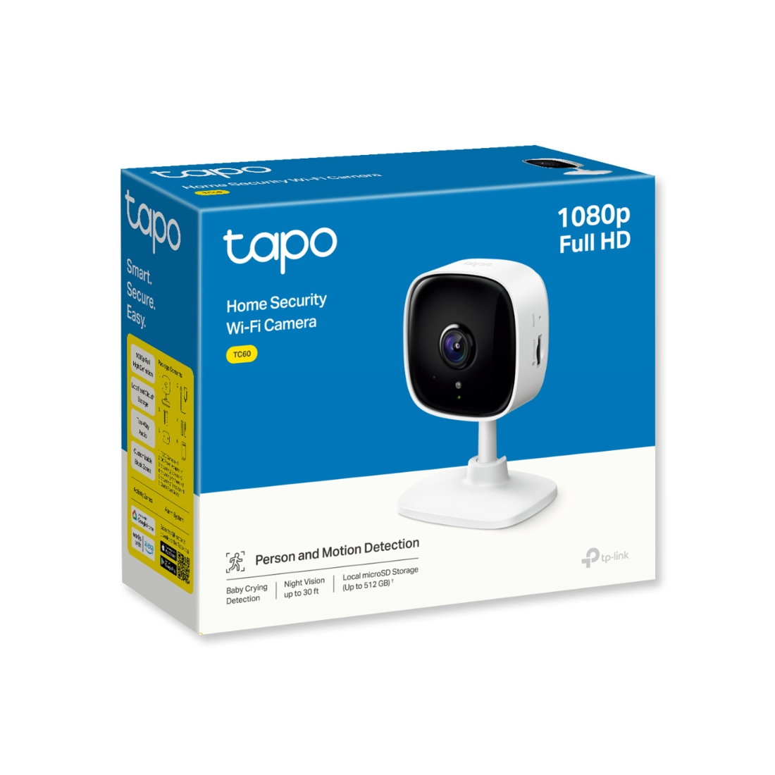IP камера, TP-LINK, Tapo TC60, 1080P HD 1920 x 1080, Фокусное расстояние: 3,3 мм, F2.0, ИК 9 метров, Встроенный микрофон и динамик, Wi-Fi 2,4 ГГц, внутренняя, ё