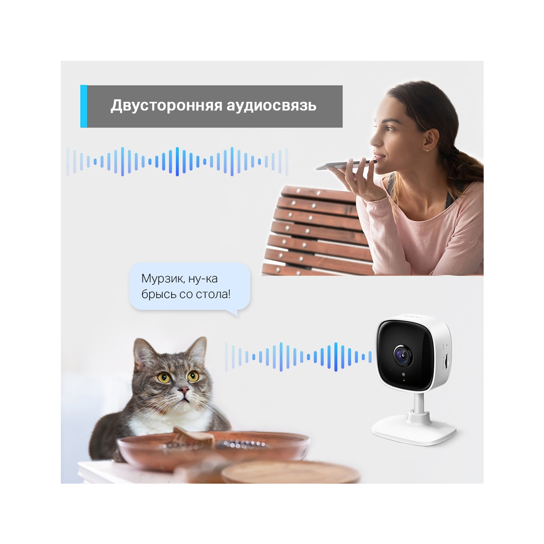 IP камера, TP-LINK, Tapo TC60, 1080P HD 1920 x 1080, Фокусное расстояние: 3,3 мм, F2.0, ИК 9 метров, Встроенный микрофон и динамик, Wi-Fi 2,4 ГГц, внутренняя, ё