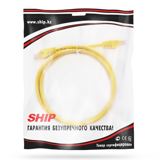 Патч Корд, SHIP, S6025YL0100-P, Cat.6, UTP, LSZH, RJ-45, 1 м, Жёлтый, Пол. пакет