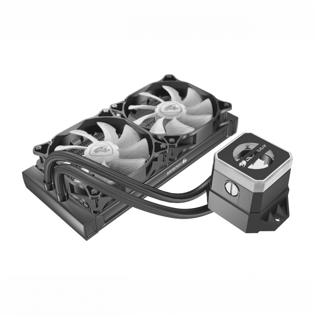 Кулер с водяным охлаждением, Cougar, Helor 240, Intel 20хх/1366/1200/115х и AMD AM4/AM3+, 2*120мм ARGB, 600-1800 RPM±10%, 78.4CFM, 37.1 dB(A), Чёрный
