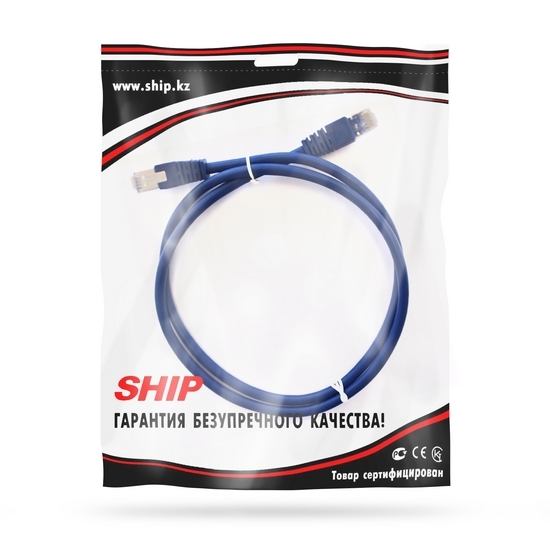 Патч Корд, SHIP, S7025BL0100-P, Cat.6, FTP, LSZH, RJ-45, 1 м, Синий, Экранированный, Пол. пакет