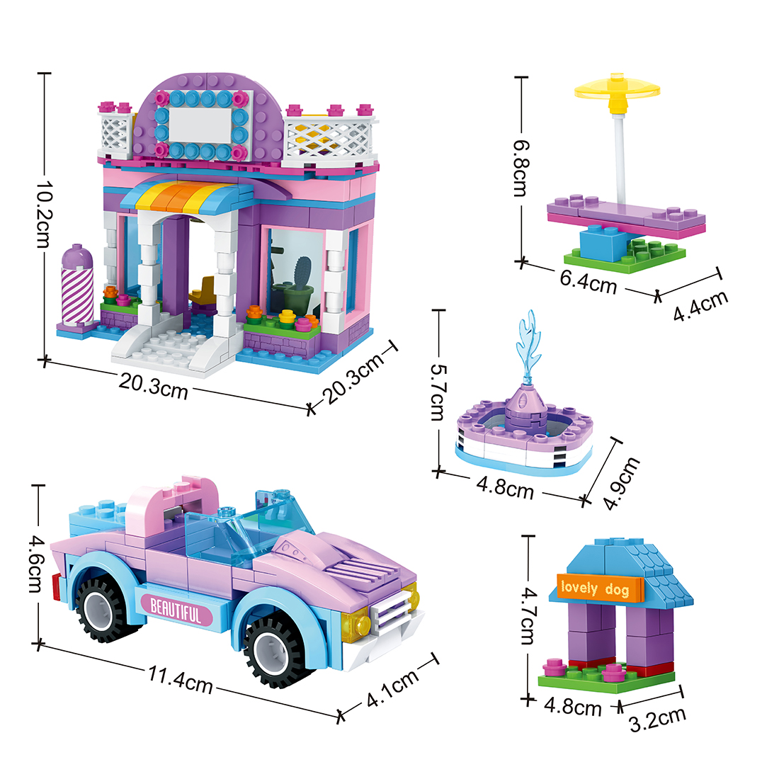 Игровой конструктор, Keyixing, 24605, Мир Чудес, Магазин модной косметики, 2 минифигурки, 380 деталей, Цветная коробка