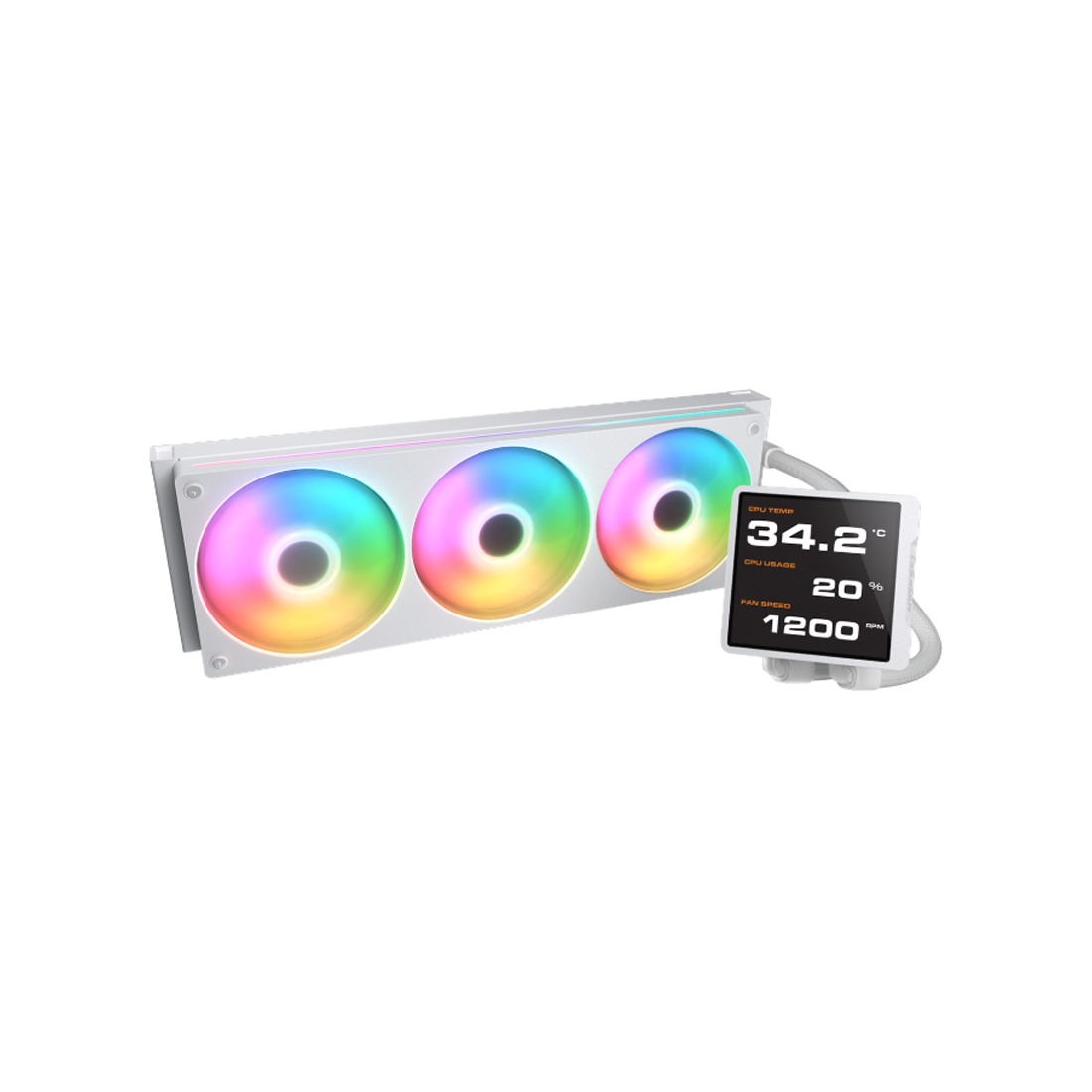 Кулер с водяным охлаждением, Cougar, Poseidon Vistek Pro ARGB 360 WH, Intel 1851/1700/1200/115х и AMD AM5/AM4, 3*120мм Unity ARGB, 700-2500 RPM±10%, 78,2CFM, 38 dB(A), Белый