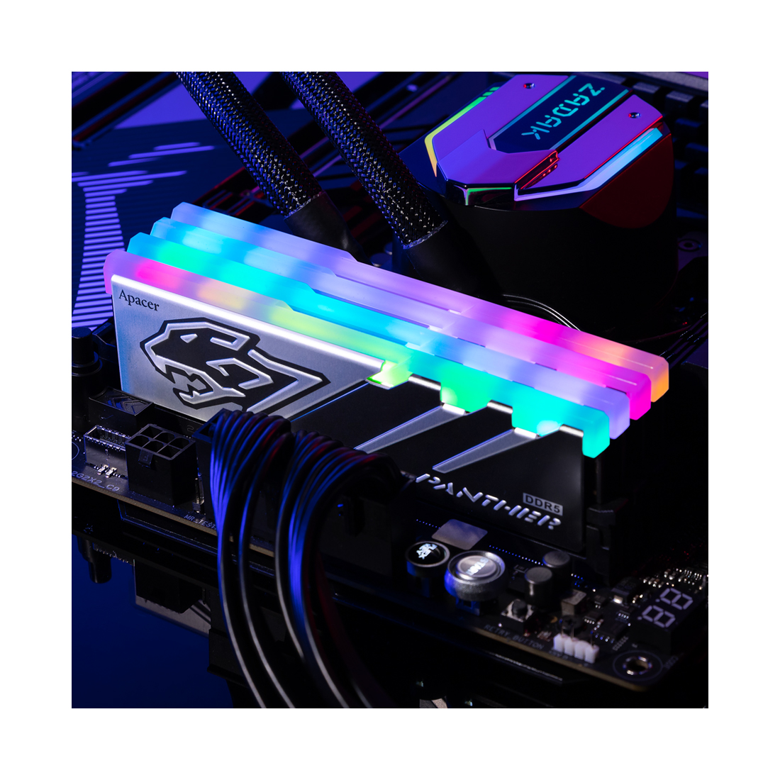 Модуль памяти, Apacer, Panther RGB AH5U16G60C6229BAA-1, DDR5, 16GB, CL38, 1.35V, DIMM <PC5-48000/6000MHz>