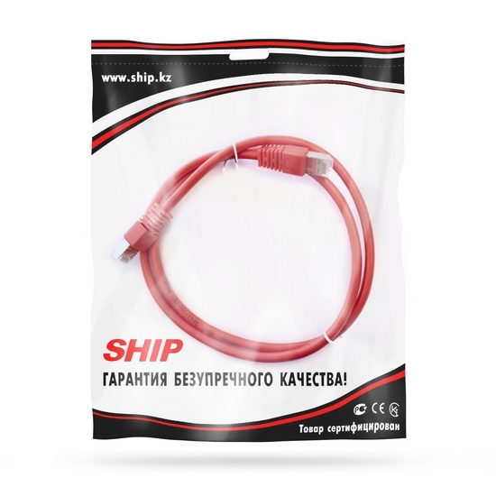 Патч Корд, SHIP, S7025RD0100-P, Cat.6, FTP, LSZH, RJ-45, 1 м, Красный, Экранированный, Пол. пакет