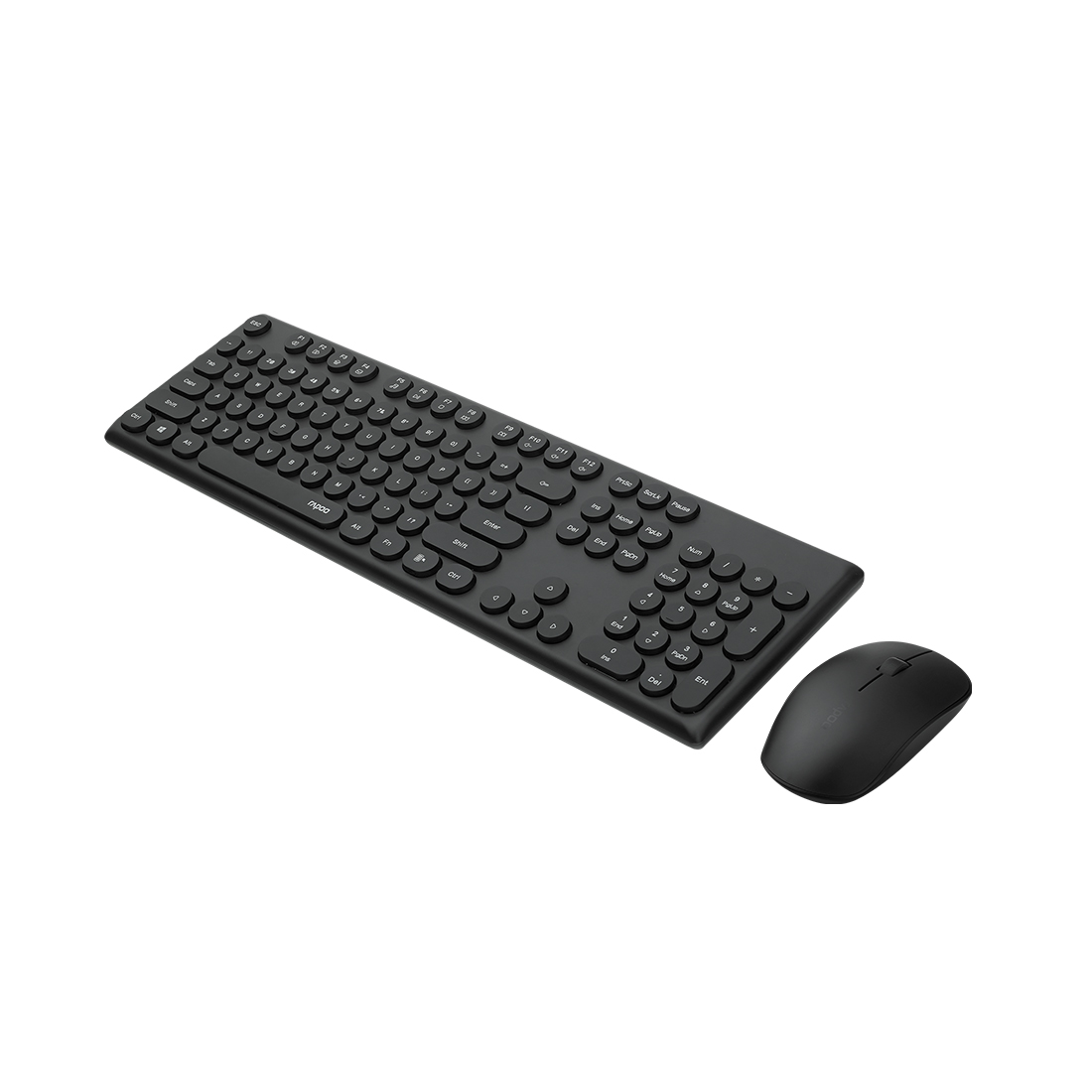 Комплект Клавиатура + Мышь, Rapoo, X260S, Беспроводная 2.4G, 1300DPI, Нано-ресивер, Кол-во стандартных клавиш 104, Рус/Англ/Каз, Пластик, Чёрный