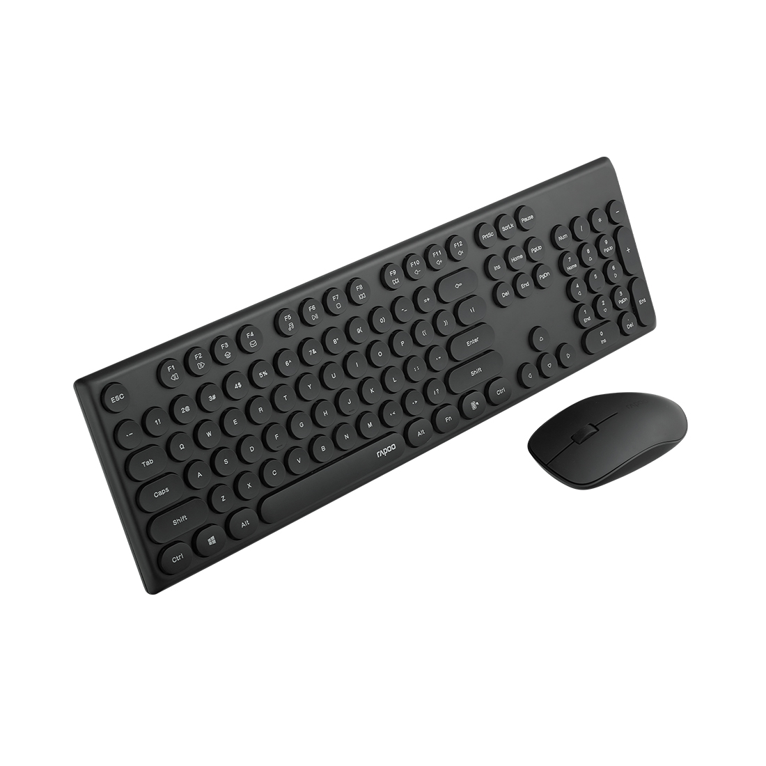Комплект Клавиатура + Мышь, Rapoo, X260S, Беспроводная 2.4G, 1300DPI, Нано-ресивер, Кол-во стандартных клавиш 104, Рус/Англ/Каз, Пластик, Чёрный