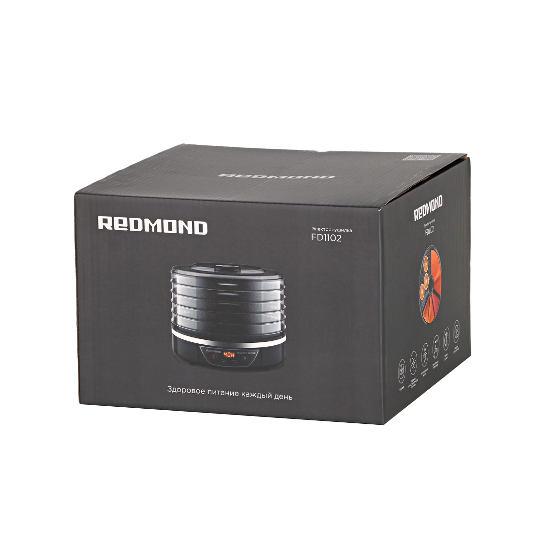 Сушилка для овощей и фруктов, Redmond, FD1102, Конвективная, 500W, Пластик, 5 съемных поддонов, Таймер, Установка времени, Приготовление пастилы, Черный