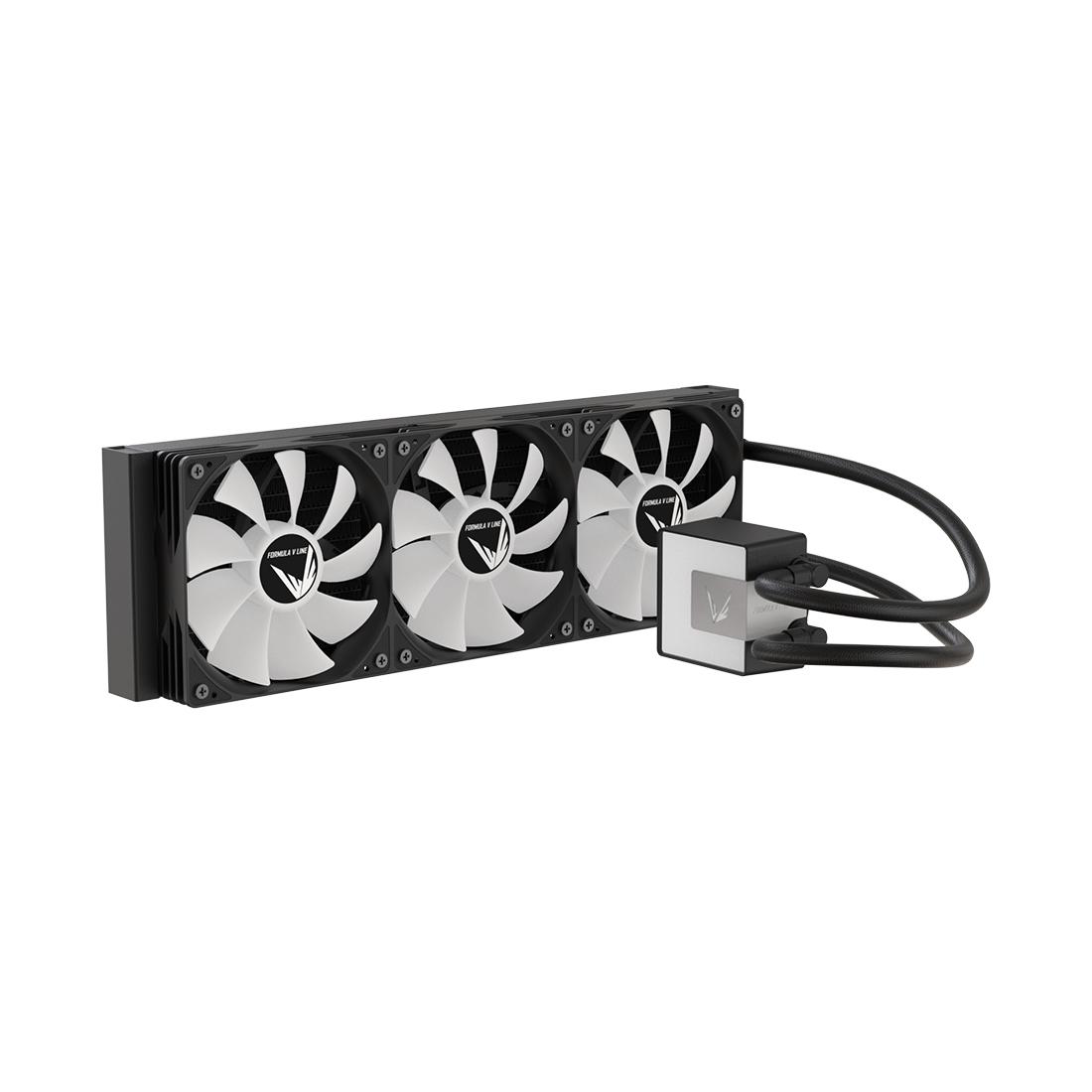 Кулер с водяным охлаждением, Formula V, ICE JET GLOW 360 BK, Intel 1851/1700/1200/115х и AMD AM5/AM4/, TDP 300W, 3*120мм ARGB, 800-1800 RPM±10%, 81.5CFM, 38,71 dB(A), Чёрный