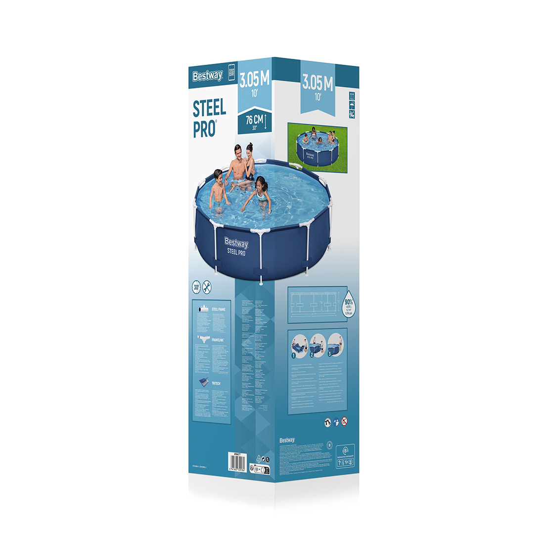 Каркасный бассейн Steel Pro 305 х 76 см, BESTWAY, 56677, Винил, 4678 л., Стальной каркас, Синий, Цветная коробка