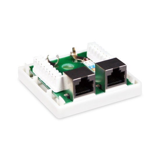 Розетка Настенная телекоммуникационная, SHIP, A170, 2 Модуля, Модуль: Cat.5e, RJ-45, FTP, Белая