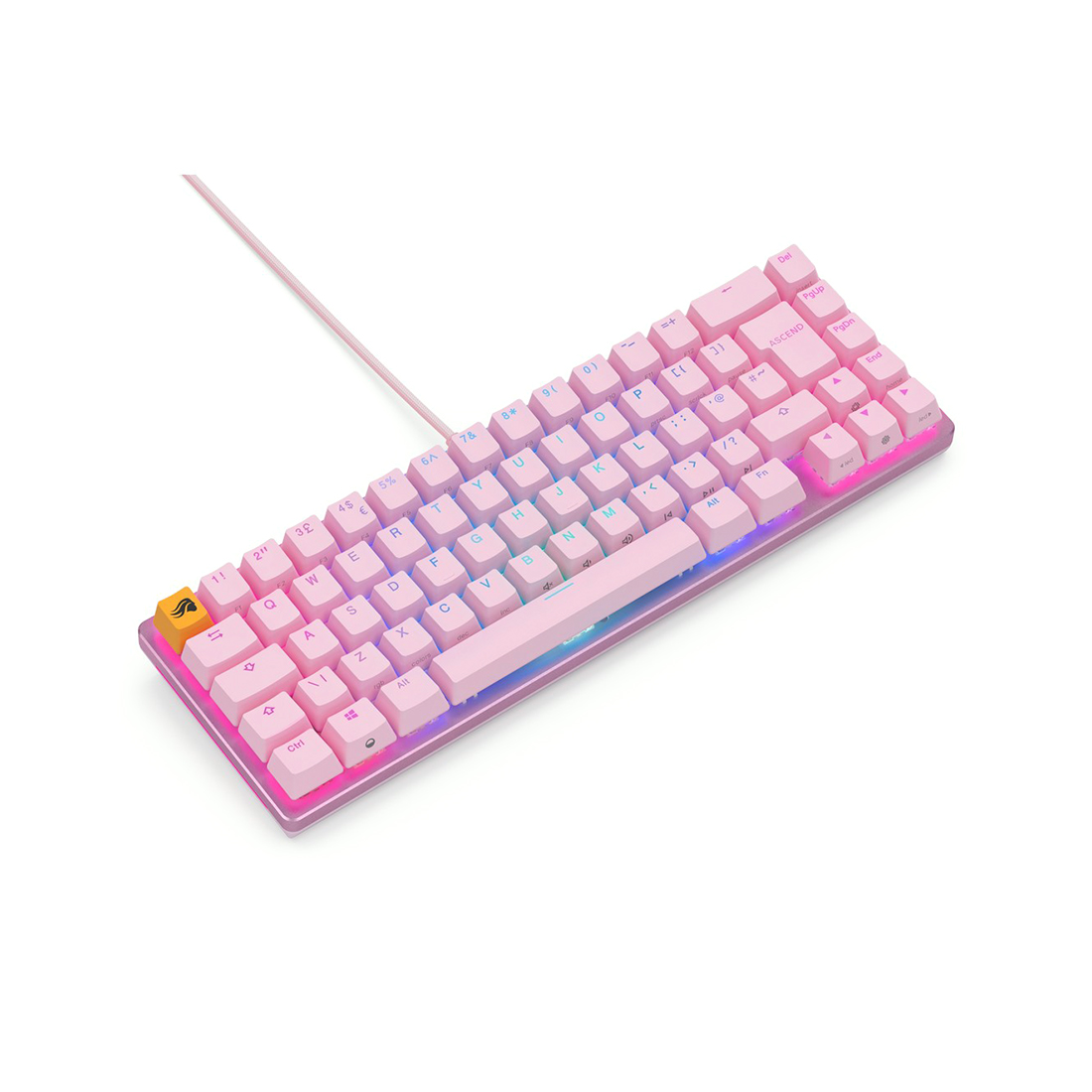 Клавиатура, Glorious, GMMK2 Compact, GLO-GMMK2-65-FOX-P, Игровая, Механические переключатели, Glorious Fox Linear Switches, RGB подсветка, Розовый