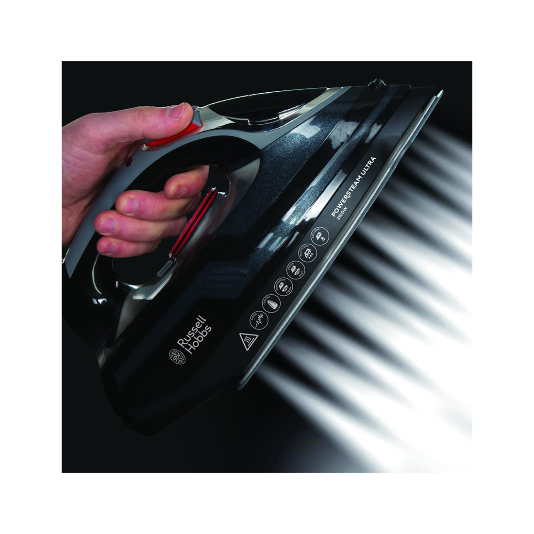 Утюг, Russell Hobbs, 20630-56, Мощность 3100W, Паровой удар 210 г/мин, Постоянная подача пара 45 г/мин, Объем резервуара для воды 350ml, Автоотключение, Вертикальное отпаривание, Самоочистка от накипи, Черный