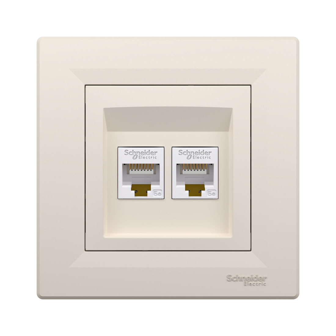 Розетка двойная компьютерная, SE, EPH4400123, Asfora RJ45 в сборе кремовый