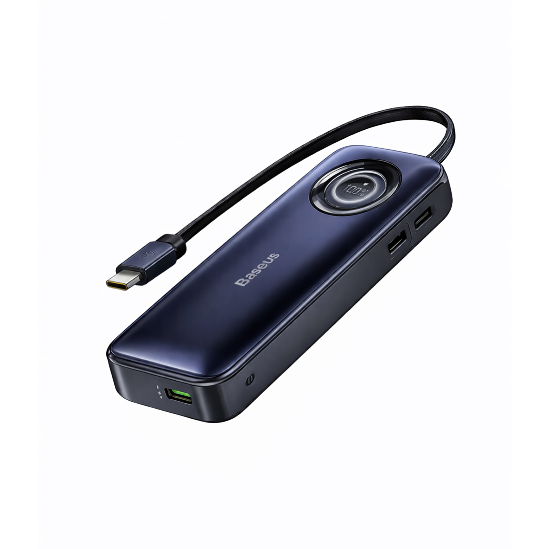 Портативный внешний аккумулятор, Baseus, EnerCore CR11, E0027H00, 20000 мА·ч, 67 Вт, 2USB-C, Встроенный выдвижной кабель USB-C 0,7 м, Вход 45 Вт, Цифровой дисплей, PD, PPS, QC, Зарядка ноутбуков, 145  69  28 мм, 394 г, Черный
