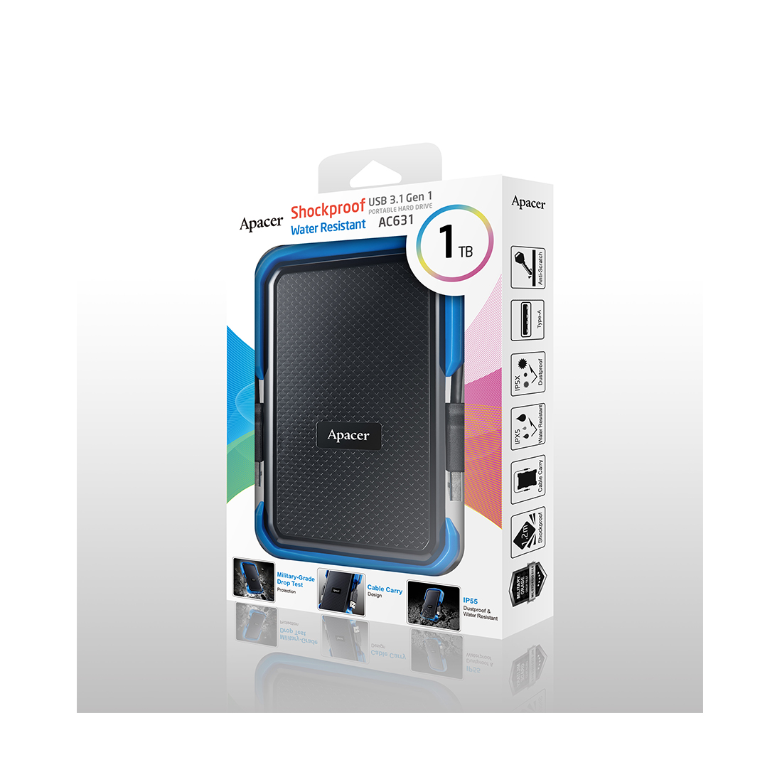 Внешний жёсткий диск Apacer AC631 1TB 2.5" USB 3.1 Синий