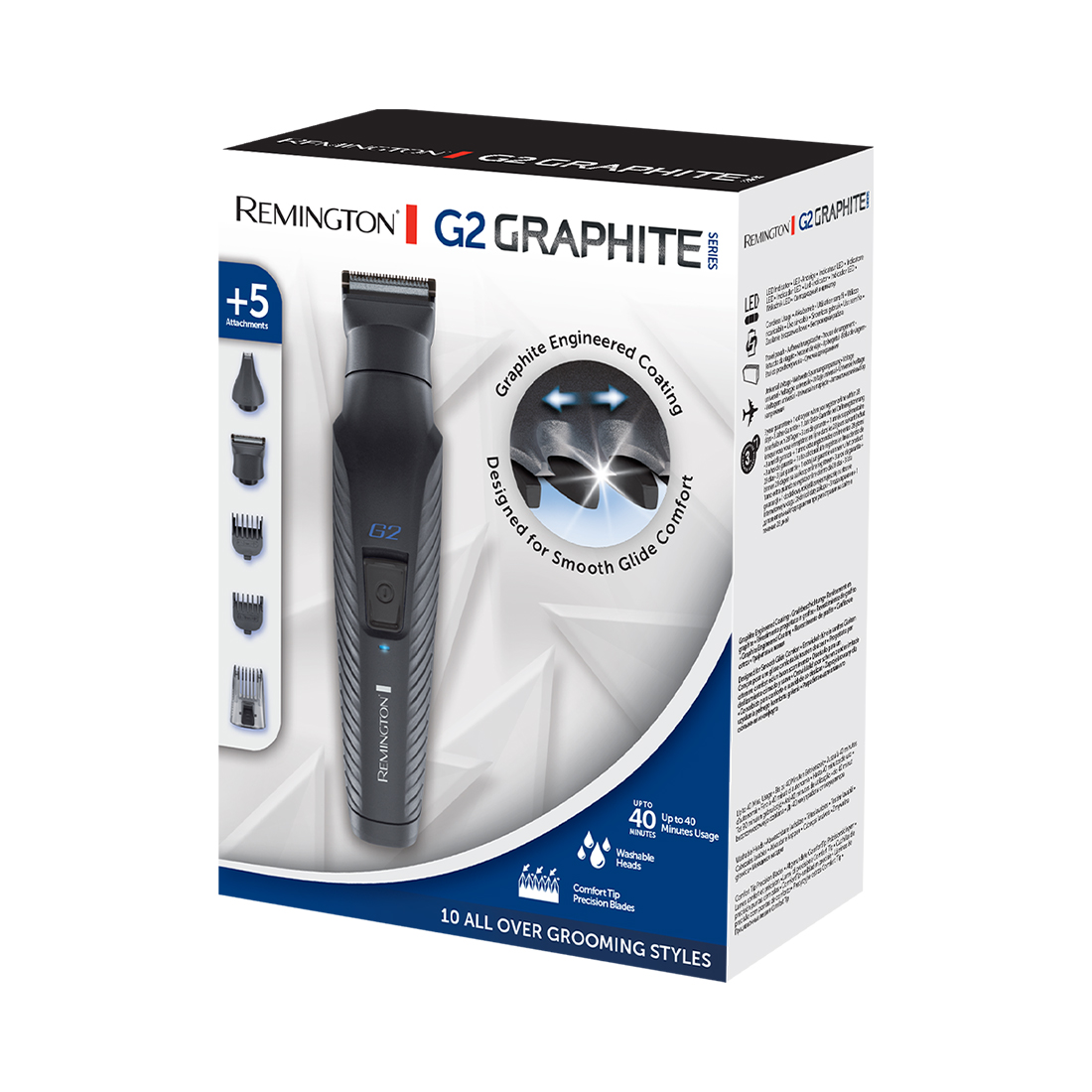 Машинка для стрижки, Remington, PG2000, 5 насадок, Питание от аккумулятора, Материал лезвий нержавеющая сталь, Черный