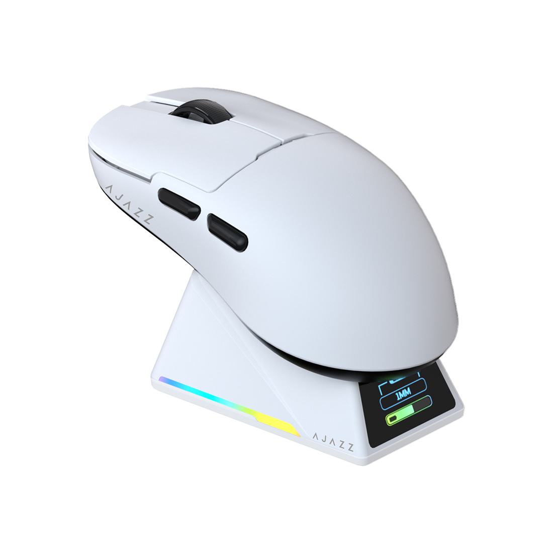Компьютерная мышь, Ajazz, AJ159/APEX/White, AJ159 APEX, Оптическая, Сенсор Ajazz PAW3950APEX, до 42000dpi, 5 кнопок, Беспроводная, USB, 2,4 ГГц, Bluetooth, Белый