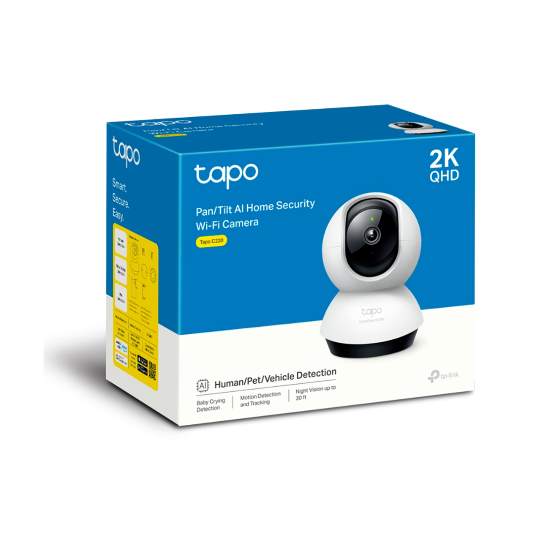 IP-камера, TP-Link, Tapo C220, 2560x1440, 4MP 30fps, ИК подсветка, поворотная, 802.11 b/g/n, microSD