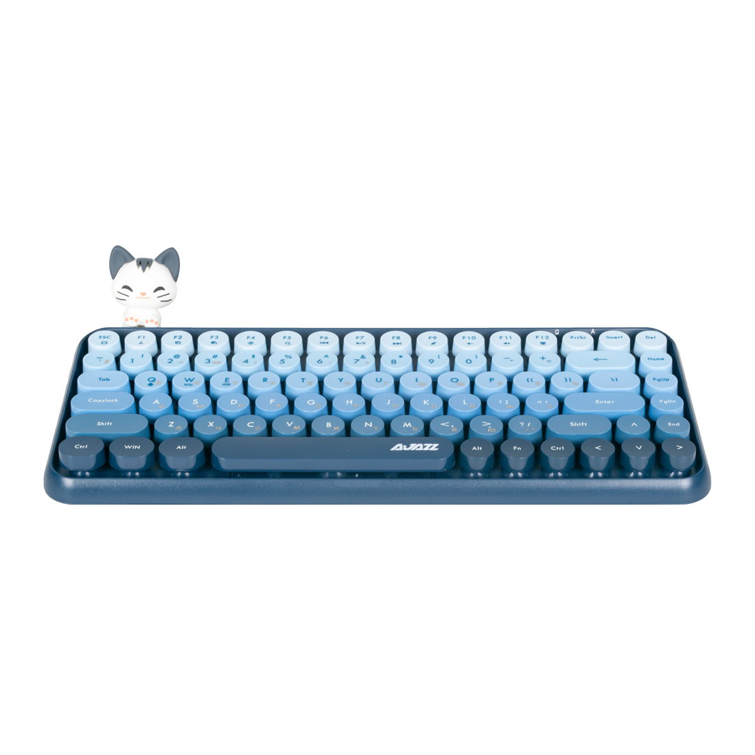 Клавиатура, Ajazz, 308i/Cat/Blue, 308i Cat, Мембранная, 75%, Проводная, USB, Анг/Рус, Синий