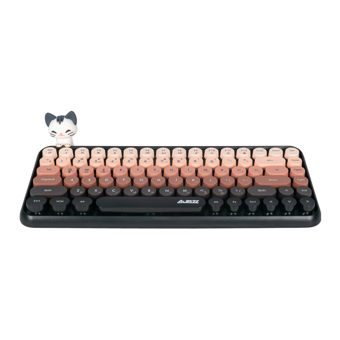 Клавиатура, Ajazz, 308i/Cat/Bean, 308i Cat, Мембранная, 75%, Проводная, USB, Анг/Рус, Коричневый