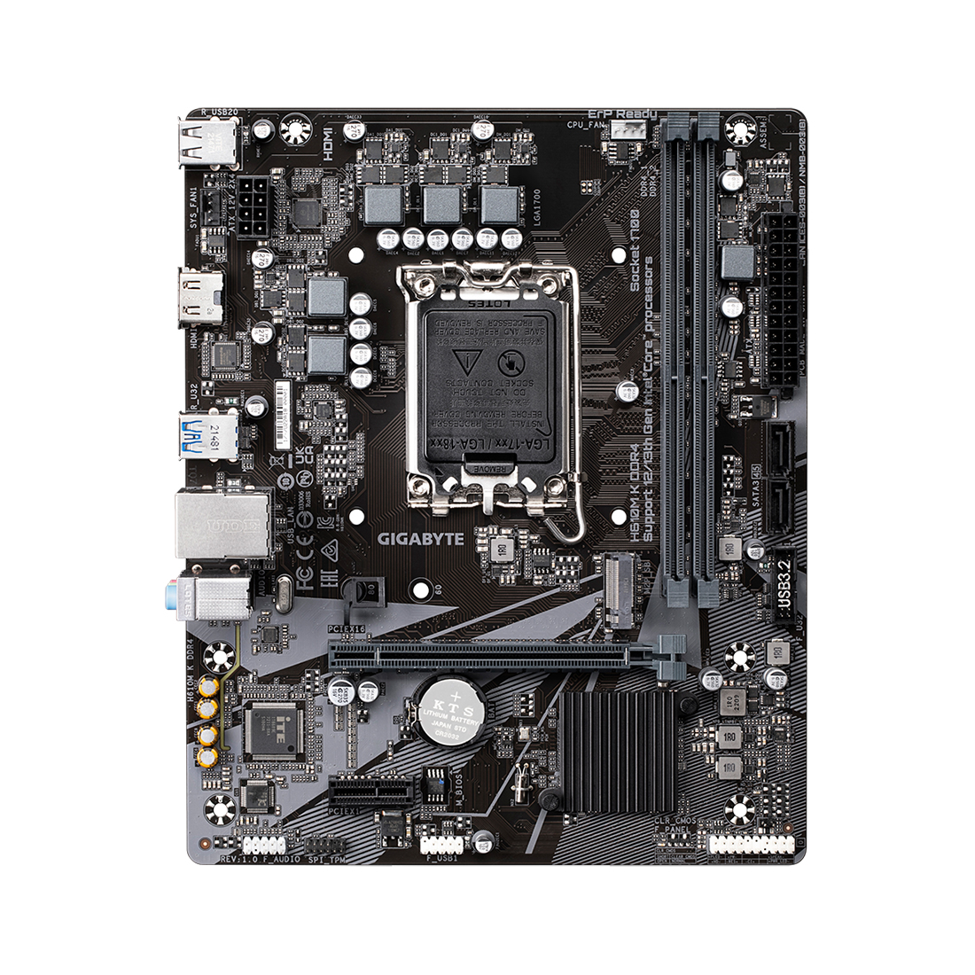 Материнская плата, Gigabyte, H610M K DDR4 (4719331851675), LGA1700, iH610, 2xDDR4 3200/2933/2666MHz, 2xSATA3, 1xM.2 (PCI-E 3.0x4/x2), 1xHDMI, 1xPCI-Ex16, 1xPCI-Ex1, mATX