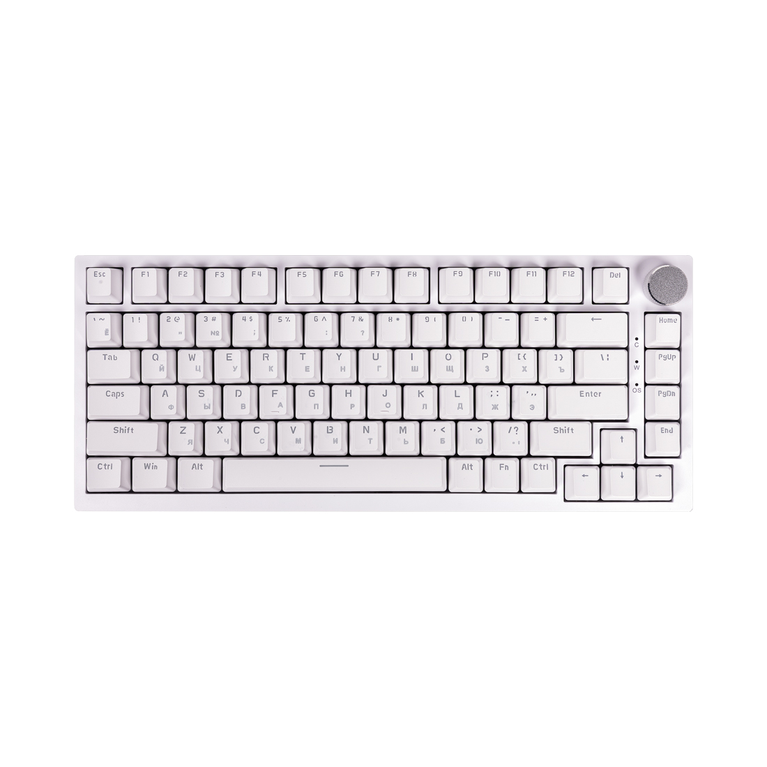 Клавиатура, Ajazz, AK820/Blue/White, AK820, Игровая, Механическая, 75%, Blue Switches, Проводная, USB, Подсветка голубая, Анг/Рус, Белый