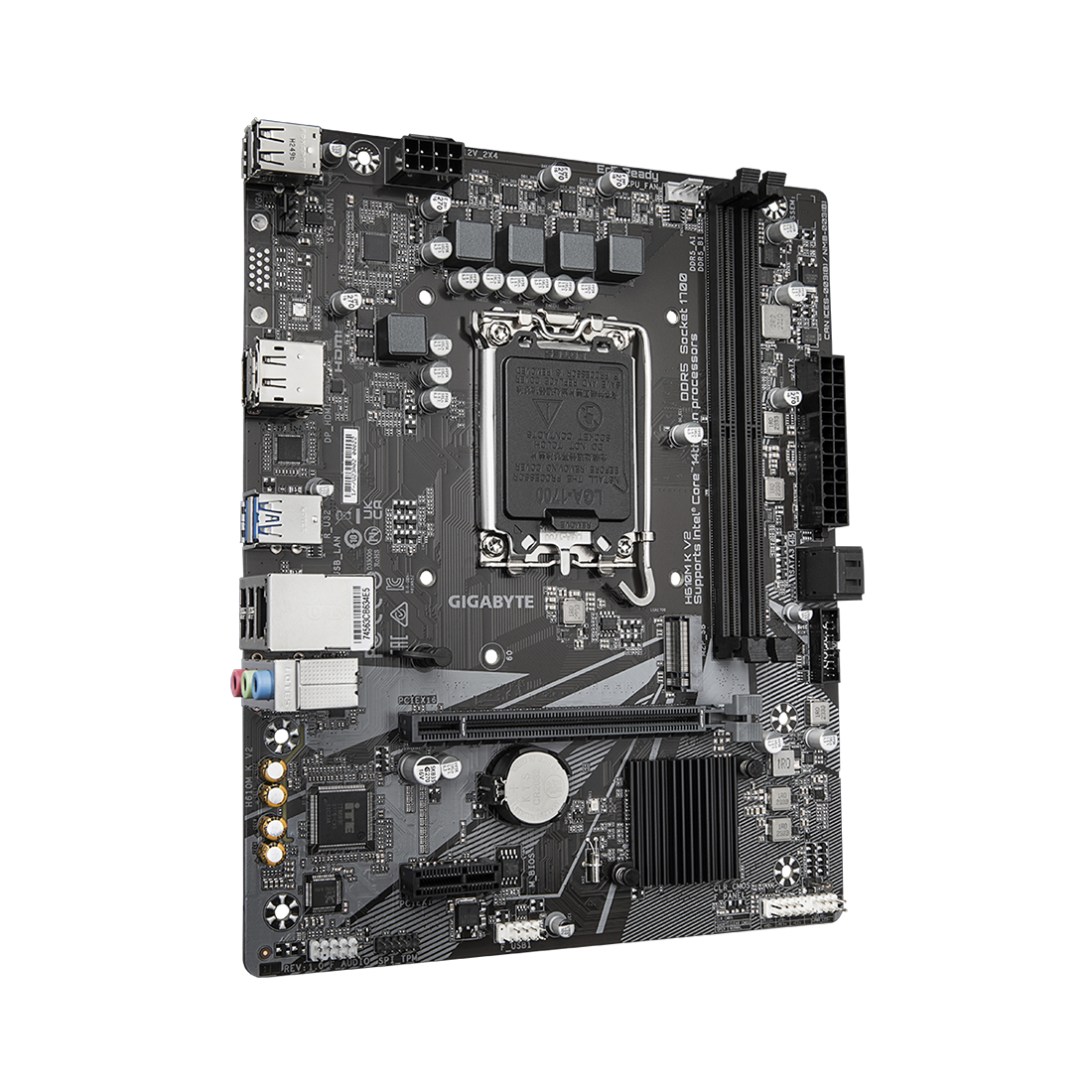 Материнская плата, Gigabyte, H610M K V2 (4719331860134), LGA1700, iH610, 2xDDR5 5600/5200/4800/4400, 2xSATA3, 1xM.2 (PCI-E 3.0x4/x2), 1xHDMI, 1xDP, 1xPCI-Ex16, 1xPCI-Ex1, mATX