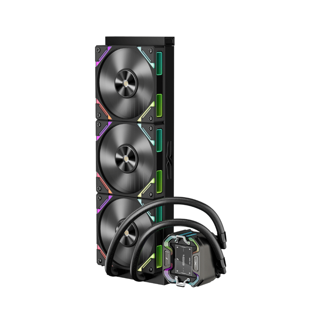 Кулер с водяным охлаждением, 1STPLAYER, X-360-BK, intel 1151/1200/1700/1851 и amd AM4/AM5, TDP 300W Вт, 3, 600–2000 об/мин, 56,8, 33,12, Черный