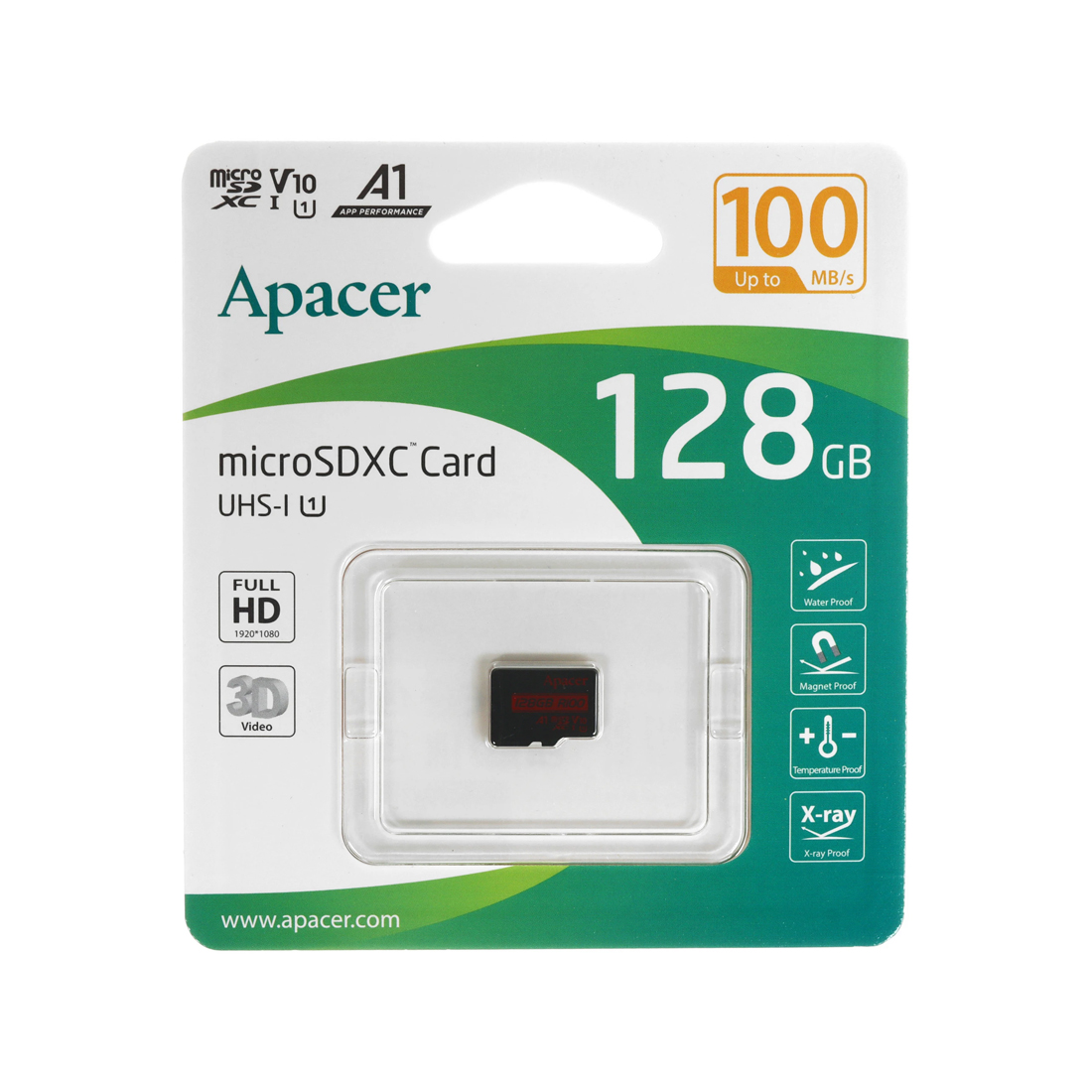 Карта памяти Apacer AP128GMCSX10UB-RA microSDXC 128GB U1 V10 A1 R100