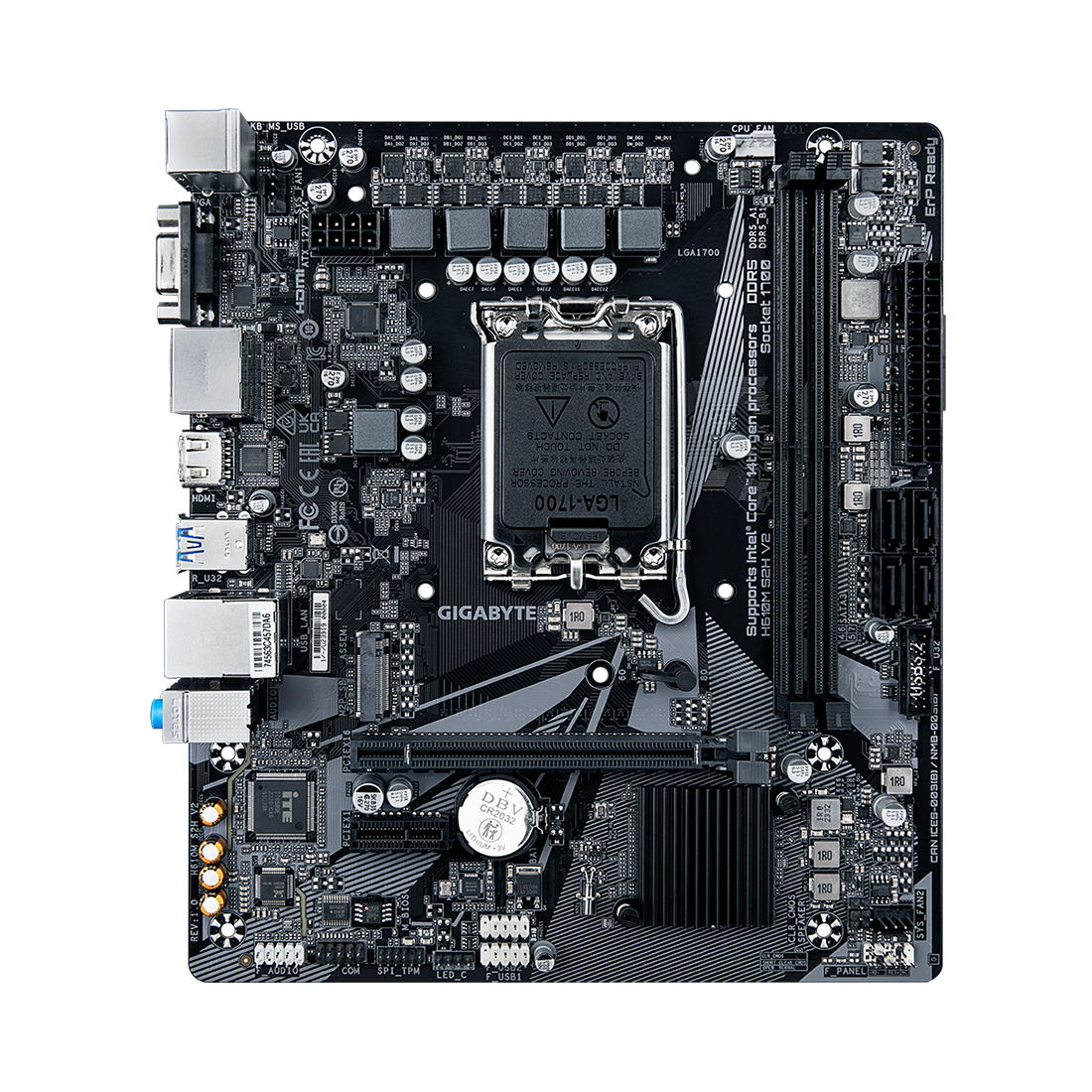 Материнская плата, Gigabyte, H610M S2H V2 (4719331859817), LGA1700, iH610, 2xDDR5 4400/4800/5200/5600, 4xSATA3, 1xM.2 (PCI-E 3.0x4/x2), 1xD-Sub, 1xHDMI, 2xDP, 1xPCI-Ex16, 1xPCI-Ex1, mATX