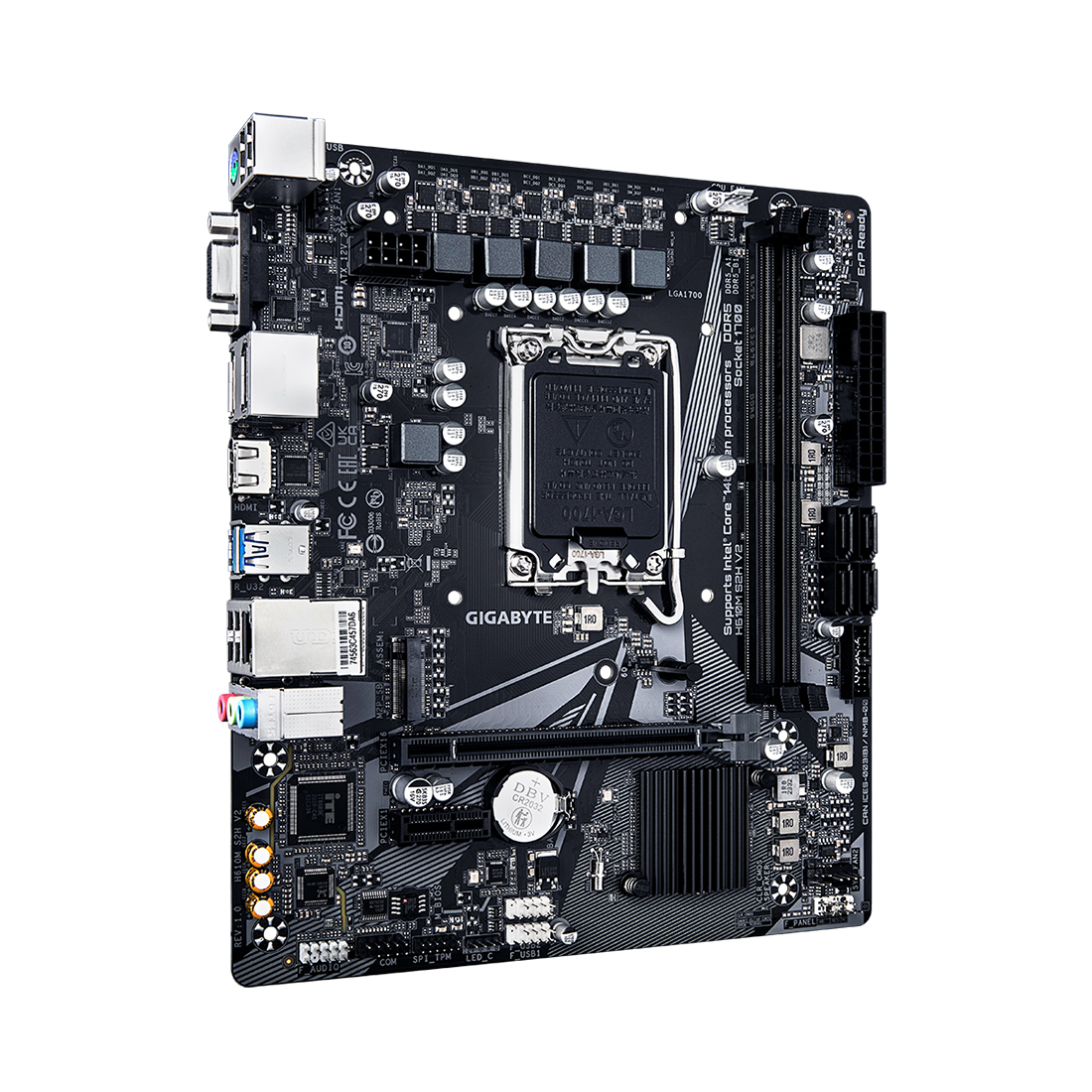 Материнская плата, Gigabyte, H610M S2H V2 (4719331859817), LGA1700, iH610, 2xDDR5 4400/4800/5200/5600, 4xSATA3, 1xM.2 (PCI-E 3.0x4/x2), 1xD-Sub, 1xHDMI, 2xDP, 1xPCI-Ex16, 1xPCI-Ex1, mATX