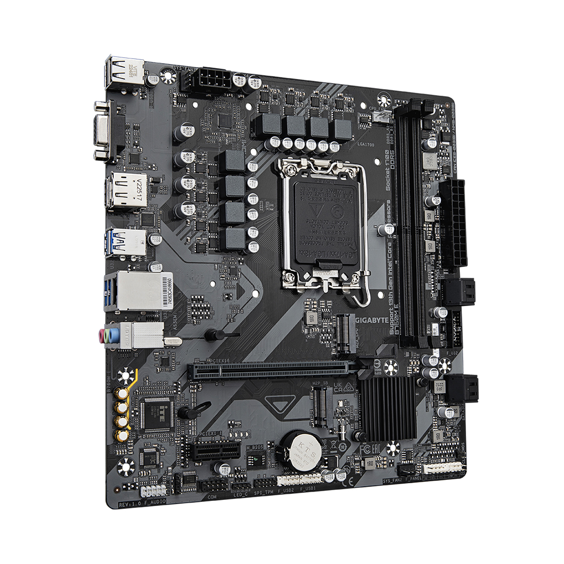 Материнская плата, Gigabyte, B760M E (4719331856052), LGA1700, iB760, 2xDDR5 4000/4800/7200(OC), 4xSATA3, 2xM.2 (PCI-E 4.0x4/x2), Raid, 1xD-Sub, 1хDP, 1xHDMI, 1xPCI-Ex16, 1xPCI-Ex1, mATX