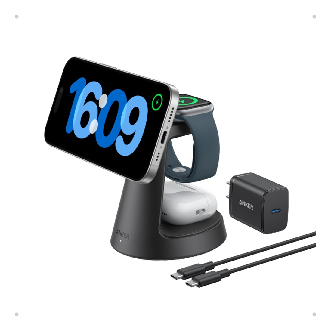 Беспроводное зарядное устройство, Anker, MagGo (B25M4G11), 15W, Черный
