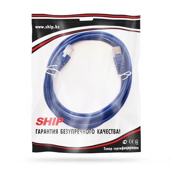 Патч Корд, SHIP, S4025BL0200-P, Cat.5e, FTP, LSZH, RJ-45, 2 м, Синий, Экранированный, Пол. пакет