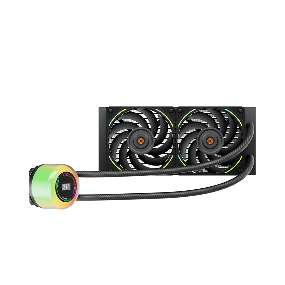 Кулер с водяным охлаждением, 1STPLAYER, CC 240 BLACK, Intel: 115X/1366/2011/1700 и AMD: AM5/AM4/AM3/AM2/FM1/FM2/FM3, TDP 250W, 2*120мм, 800-2000 об/мин, 30dB(A), 71.18 CFM, 3-pin ARGB/4-pin ARGB, 27711927 мм, Чёрный