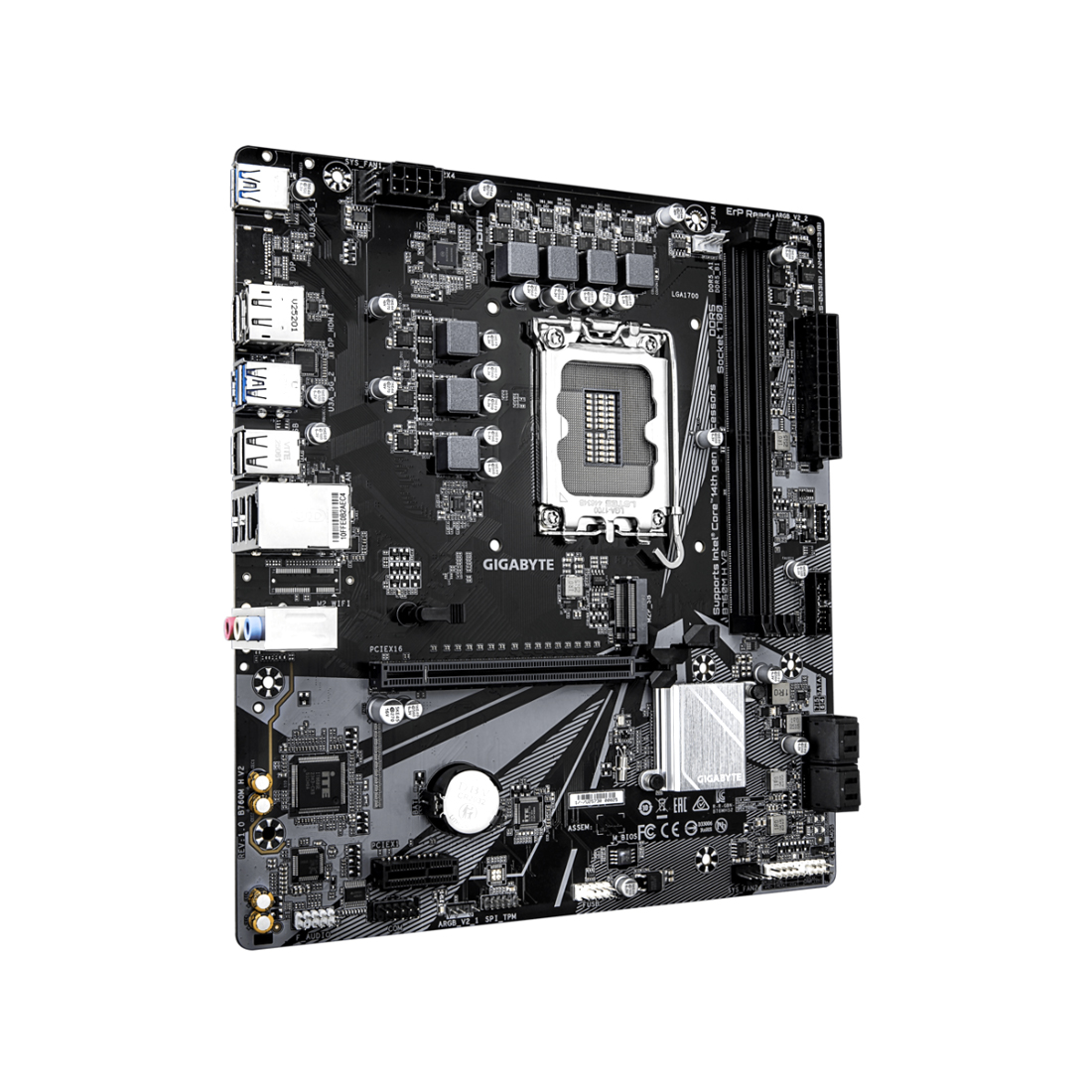 Материнская плата, Gigabyte, B760M H V2 (4719331878054), LGA1700, iB760, 2xDDR5 4000/4800/8000(OC), 4xSATA3, 1xM.2 (PCI-E 4.0x4/x2), Raid, 1хDP, 1xHDMI, 1xPCI-Ex16, 1xPCI-Ex1, mATX