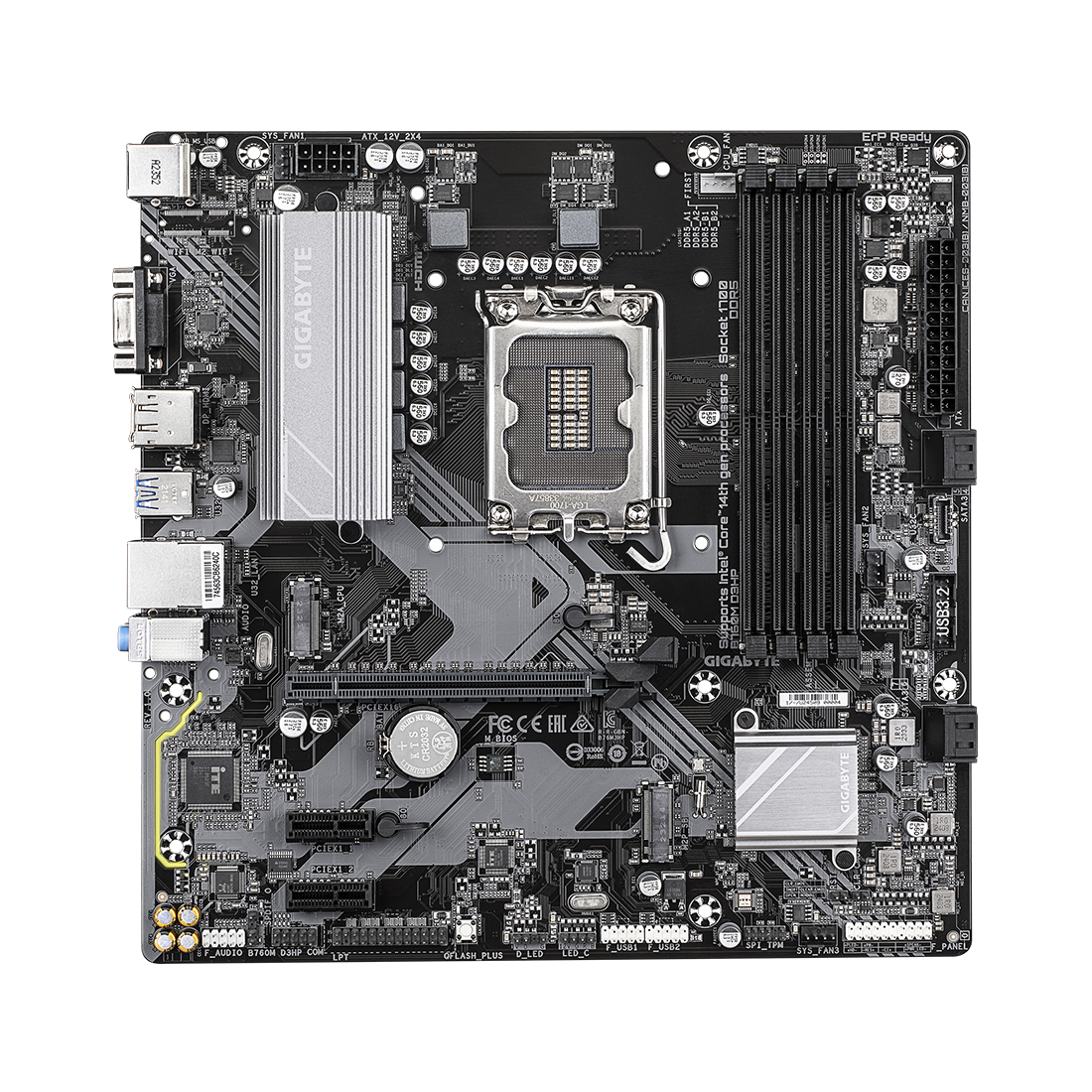 Материнская плата, Gigabyte, B760M D3HP (4719331864347), LGA1700, iB760, 4xDDR5 4400/4800/5200/5600, 4xSATA3, 2xM.2 (PCI-E 4.0x4/x2), Raid, 1xD-Sub, 1хDP, 1xHDMI, 1xPCI-Ex16, 2xPCI-Ex1, mATX