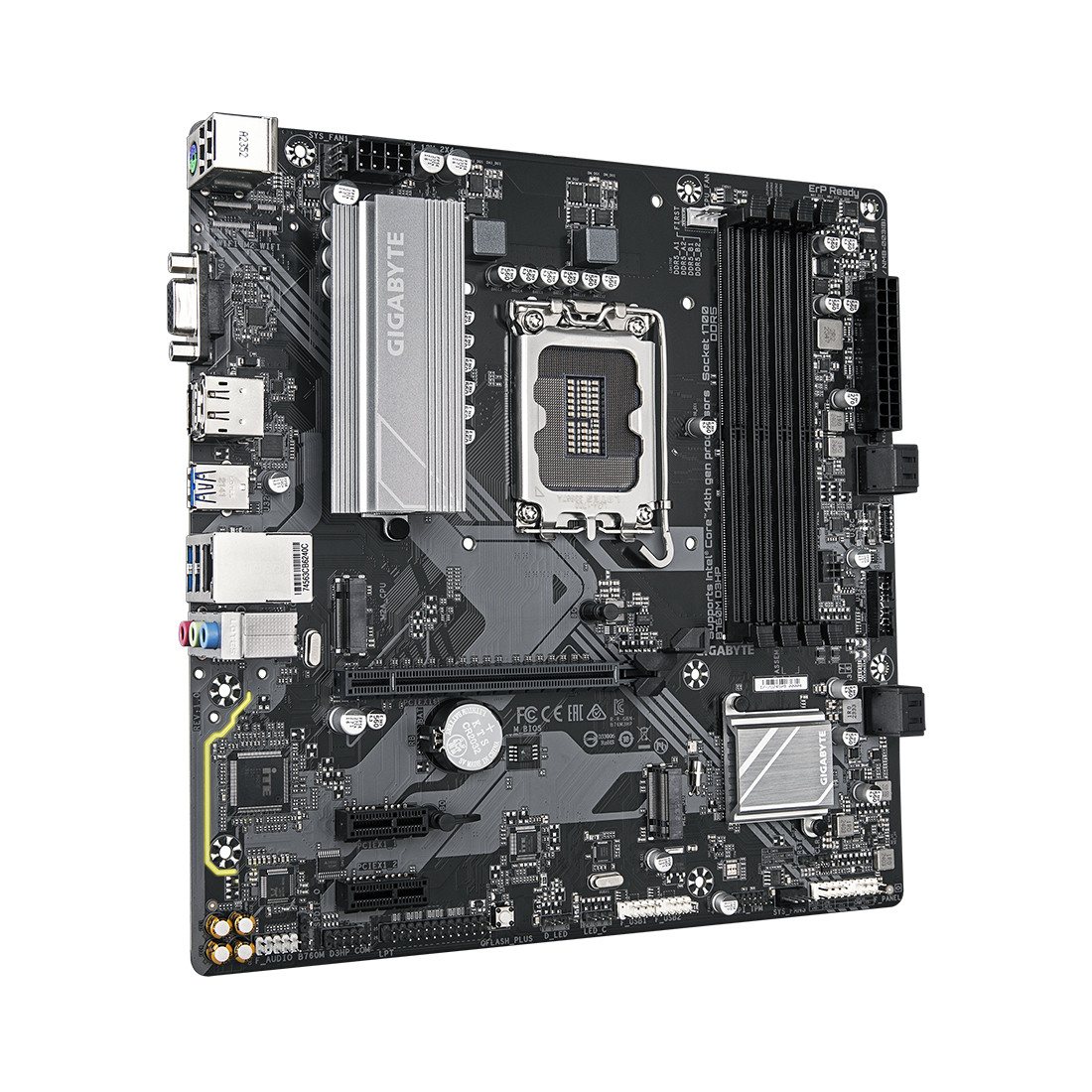 Материнская плата, Gigabyte, B760M D3HP (4719331864347), LGA1700, iB760, 4xDDR5 4400/4800/5200/5600, 4xSATA3, 2xM.2 (PCI-E 4.0x4/x2), Raid, 1xD-Sub, 1хDP, 1xHDMI, 1xPCI-Ex16, 2xPCI-Ex1, mATX