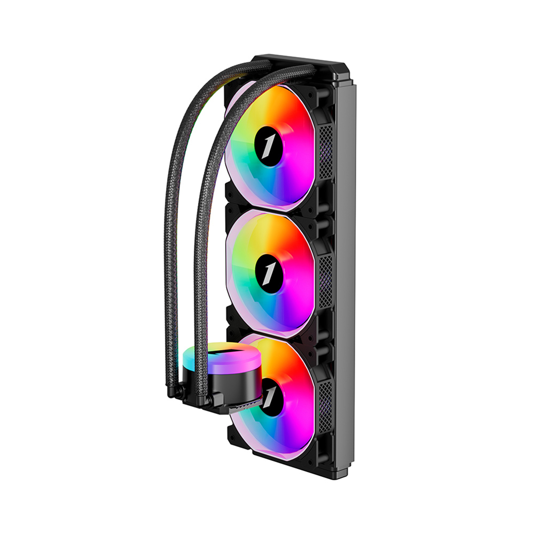 Кулер с водяным охлаждением, 1STPLAYER, TS2 360 BLACK, Intel: LGA1700/115x/1366/2011 и AMD: AM5/AM4/AM3/AM2/FM3/FM2/FM1, TDP 300W, 2*120мм, 800-1800 об/мин, 36.5дБ, 75.61 CFM, 3-pin ARGB/4-pin ARGB, 397*120*27 мм, Чёрный