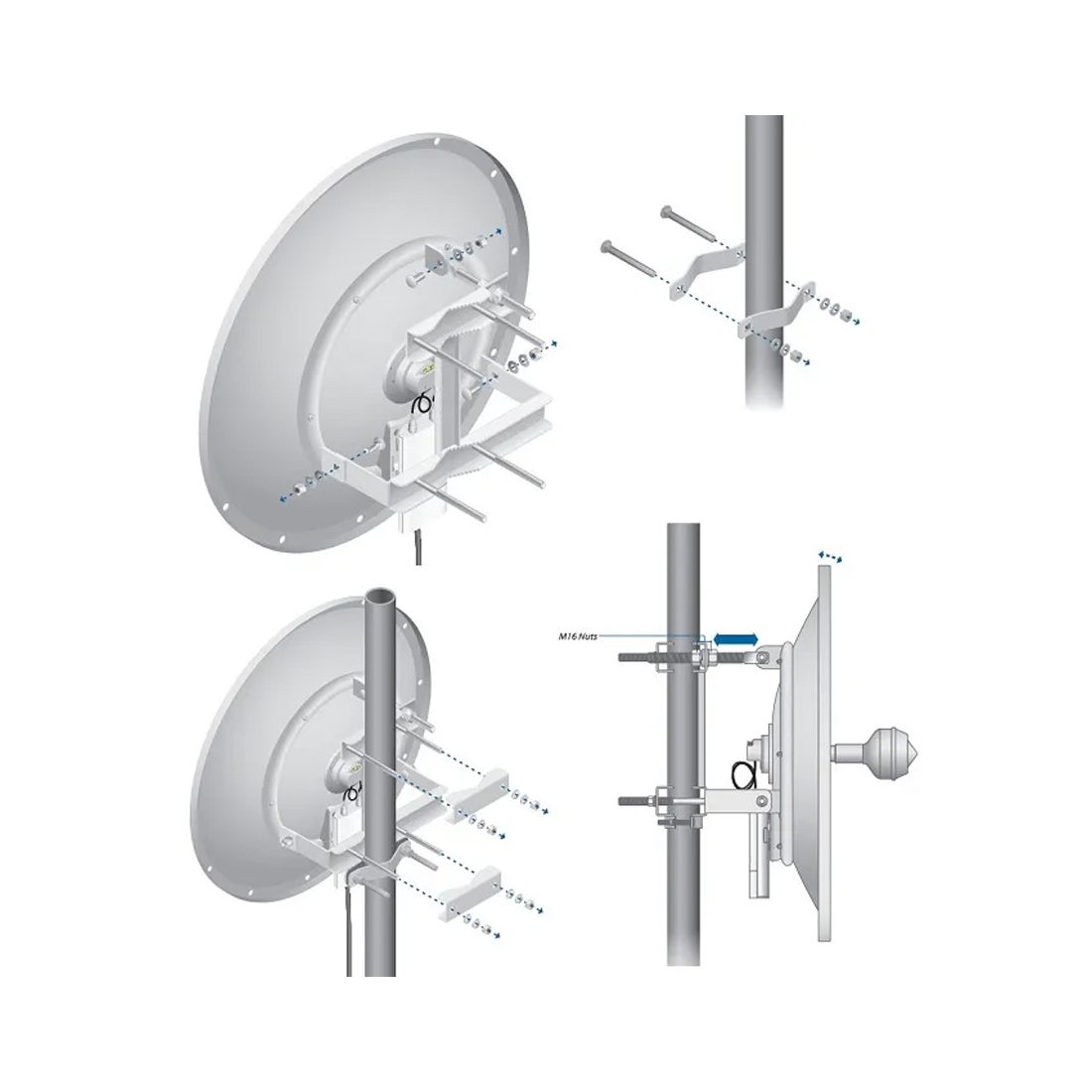 Антенна, Ubiquiti, AF-5G34-S45, airFiber X5, 34 dBi, Slant 45, параболическая, 2х2 MIMO, 5 ГГц