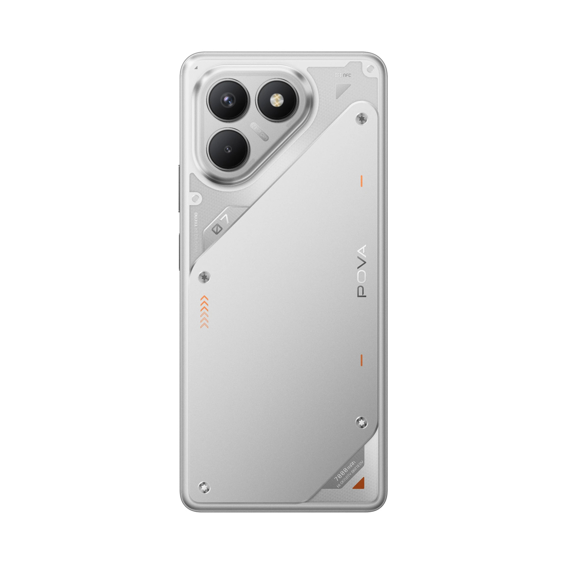 Мобильный телефон, TECNO, POVA 7 Neo (LJ6) 128+8 GB, 6.78" AMOLED, Аккумулятор 7000 мАч, 1082MPx+2MPx/8MPx, MediaTek Helio G100 Ultimate, Fast Charge 45W, Android 15, (Magic Silver) Серебристый