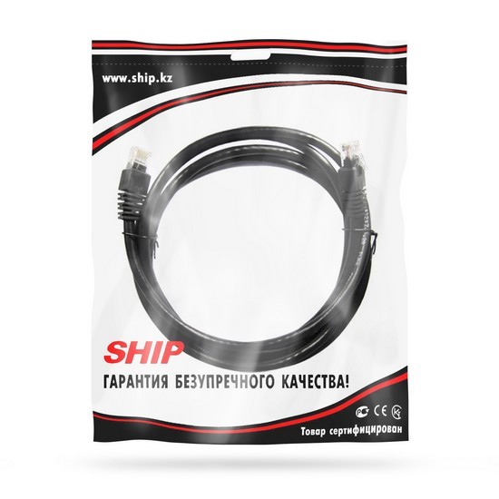 Патч Корд, SHIP, S6025BK0200-P, Cat.6, UTP, LSZH, RJ-45, 2 м, Чёрный, Пол. пакет