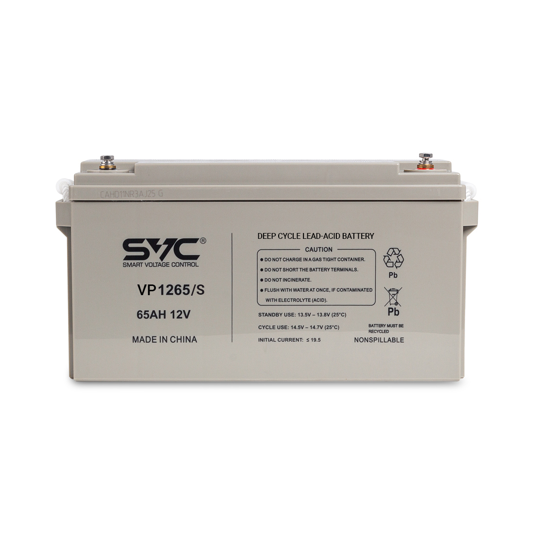 Батарея, SVC, VP1265/S, Свинцово-кислотная 12В 65 Ач, Вес нетто: 19,3 кг, Размер в мм.: 350*166*178