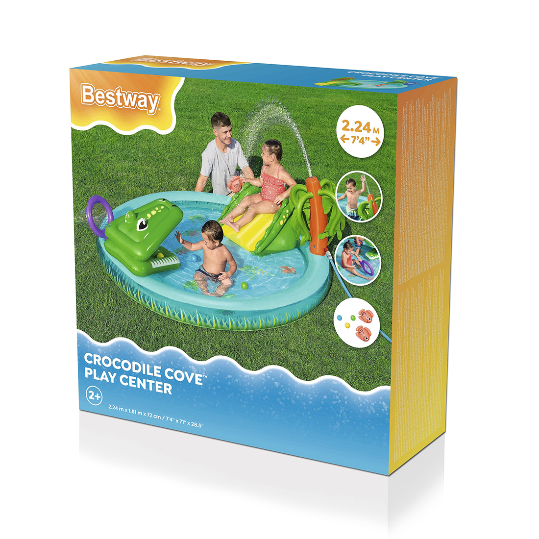 Детский надувной игровой бассейн Crocodile Cove 224 х 181, BESTWAY