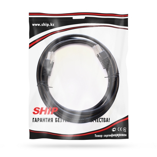 Патч Корд, SHIP, S7025BK0200-P, Cat.6, FTP, LSZH, RJ-45, 2 м, Чёрный, Экранированный, Пол. пакет