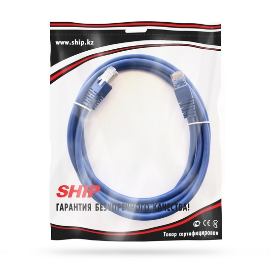 Патч Корд, SHIP, S7025BL0200-P, Cat.6, FTP, LSZH, RJ-45, 2 м, Синий, Экранированный, Пол. пакет